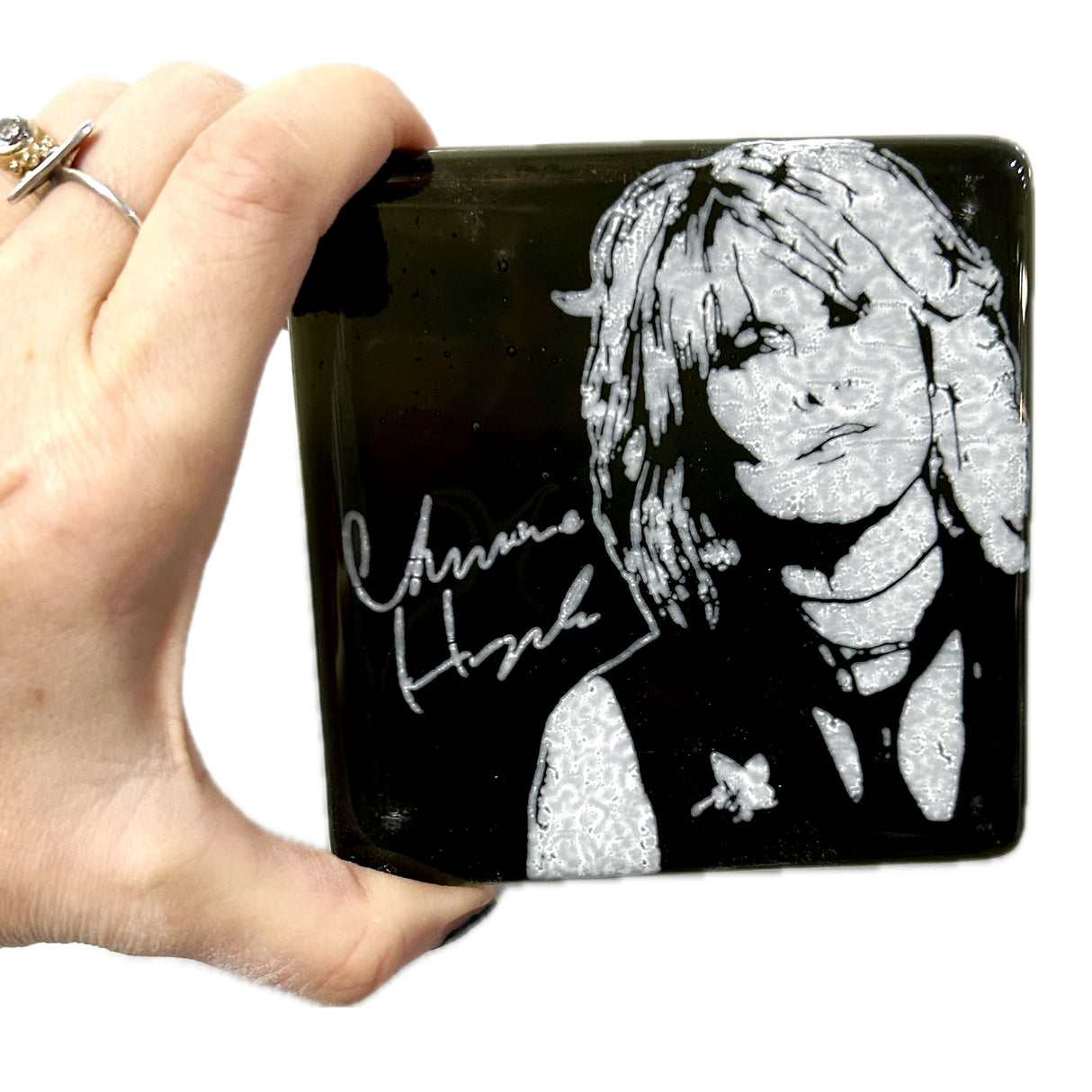 Chrissie Hynde Fused Glass 4" Single Coaster