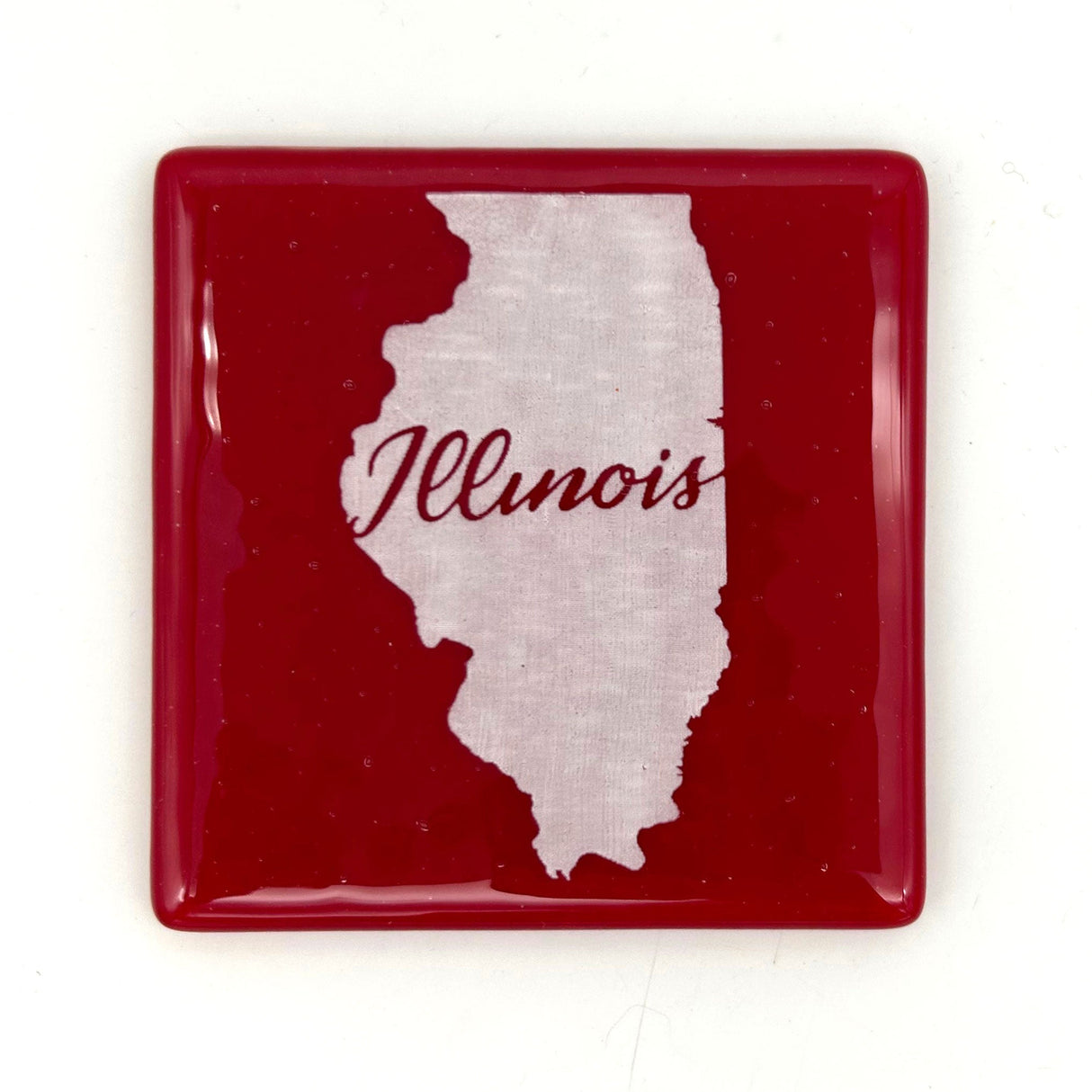 US States Fused Glass 4" Single Coaster - Rainbow Pride or Single Color Background - made to order