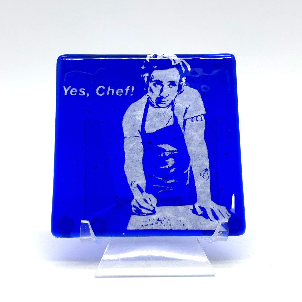 Jeremy Allen White Yes Chef Fused Glass 4" Single Coaster