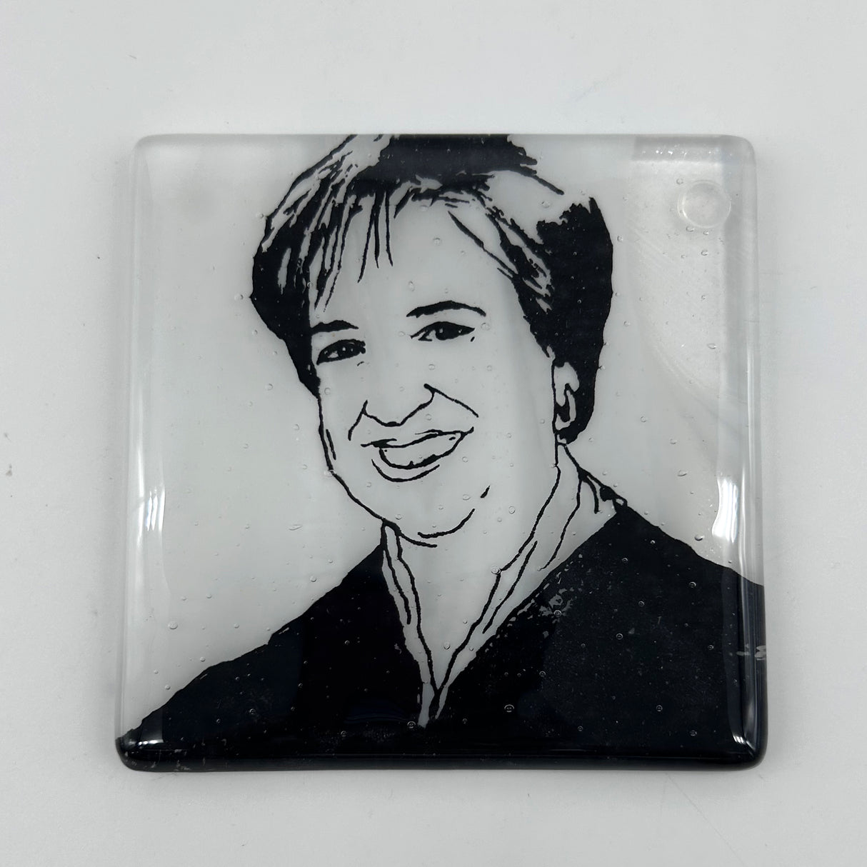Supreme Court Justice Elena Kagan Handmade 4" Handmade Fused Glass Coaster