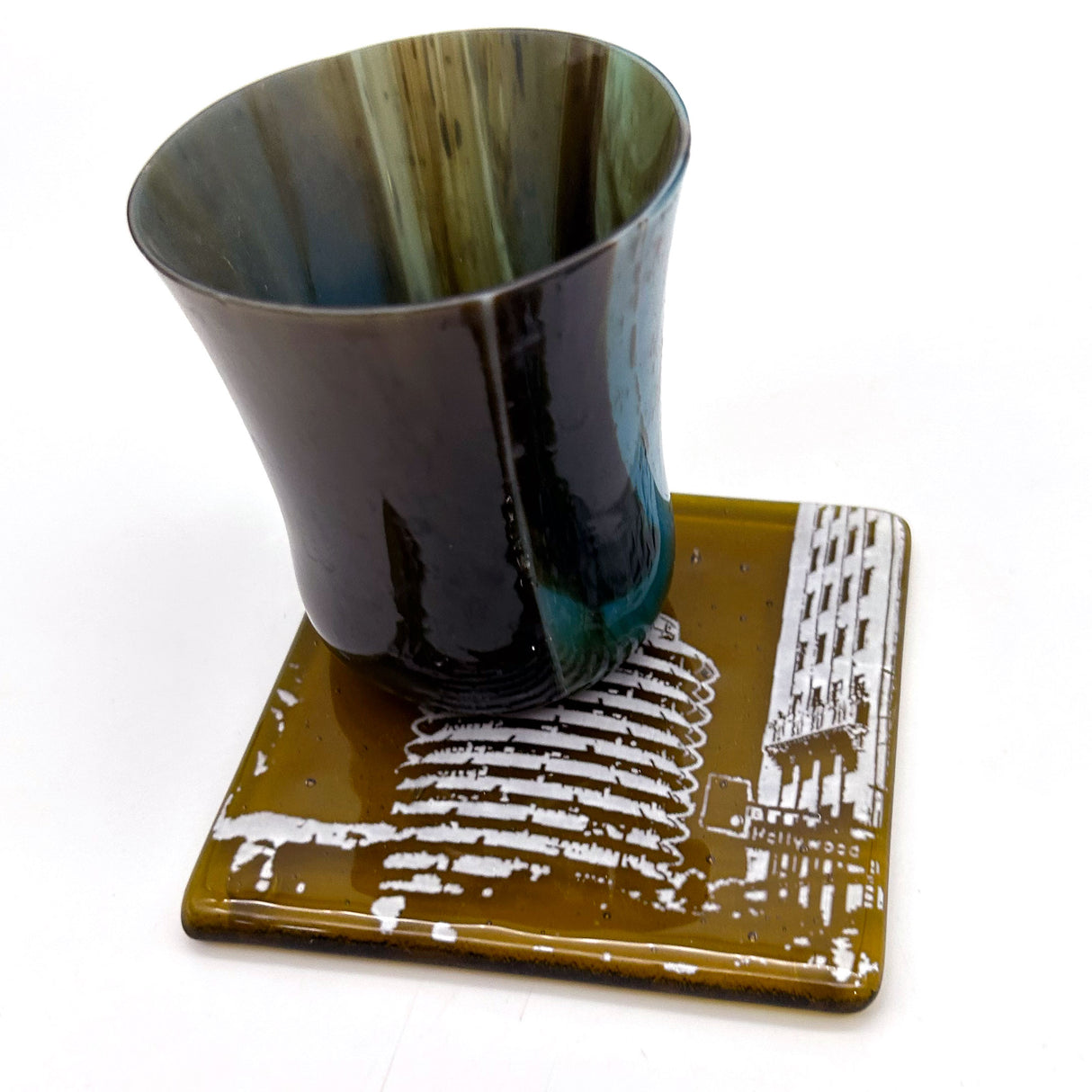 Los Angeles Capitol Records Fused Glass 4" Single Coaster - made to order