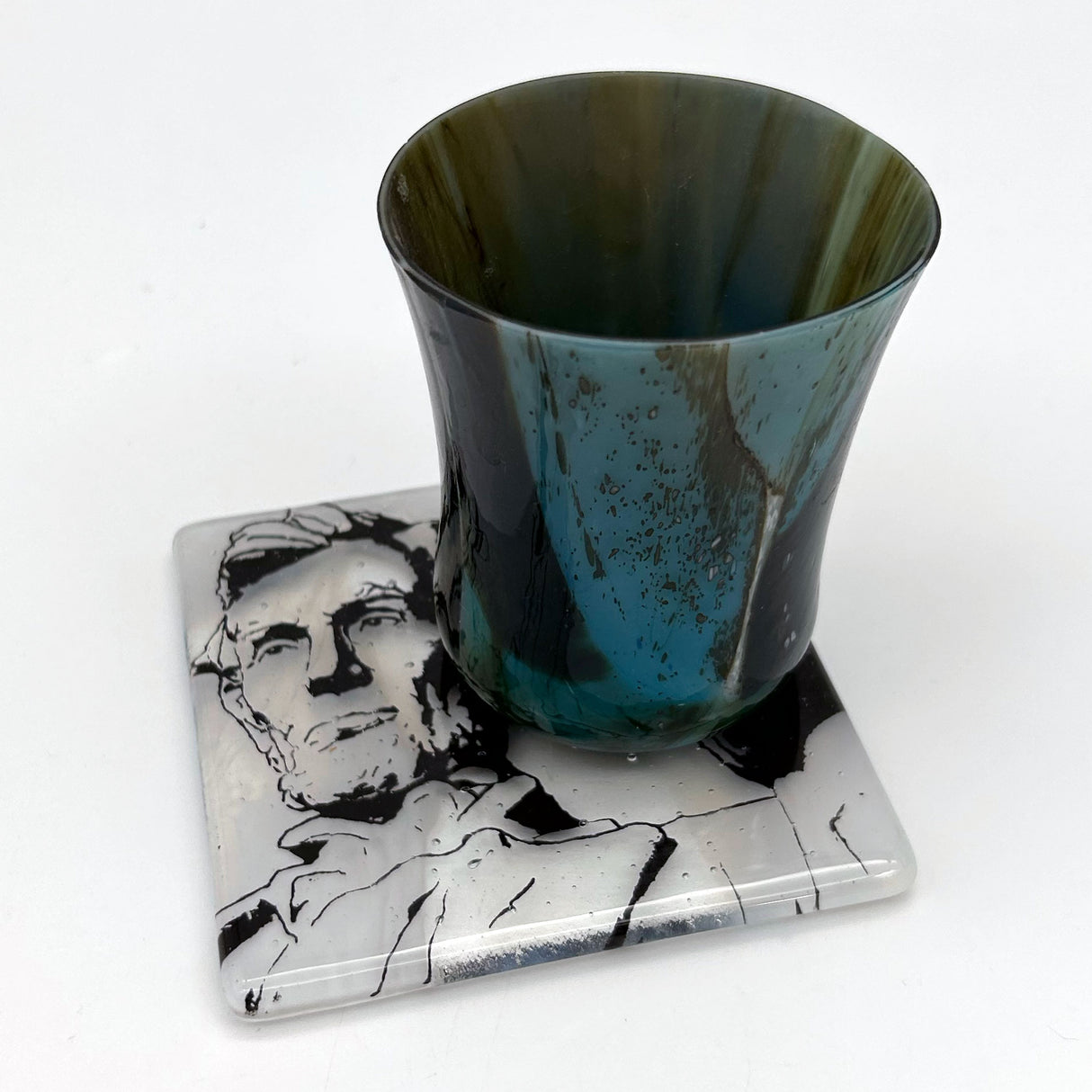 Lincoln Memorial (closeup) Fused Glass 4" Single Coaster
