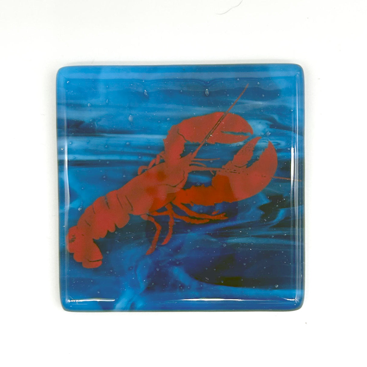 New England Lobster Fused Glass 4" Single Coaster