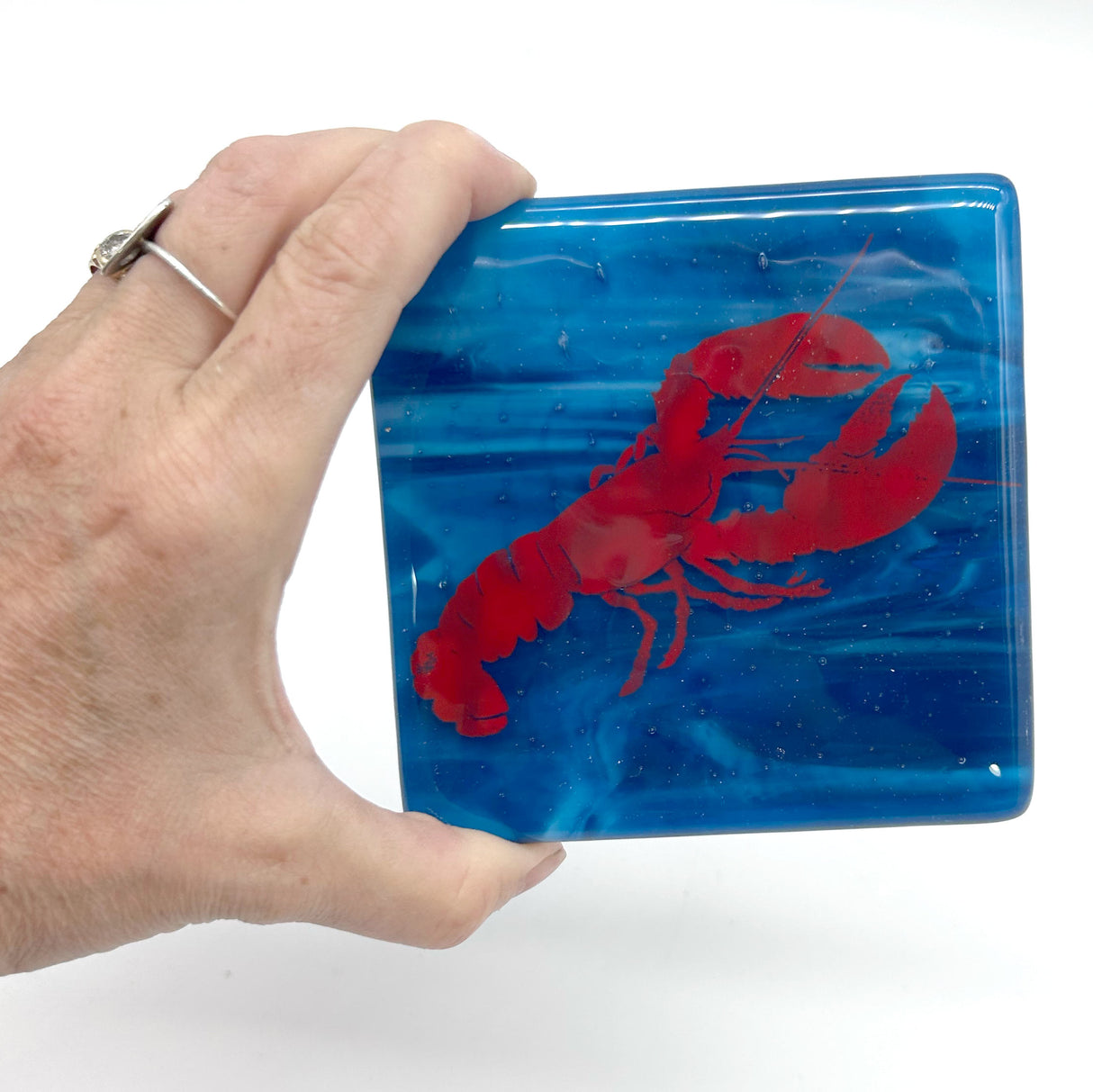 New England Lobster Fused Glass 4" Single Coaster