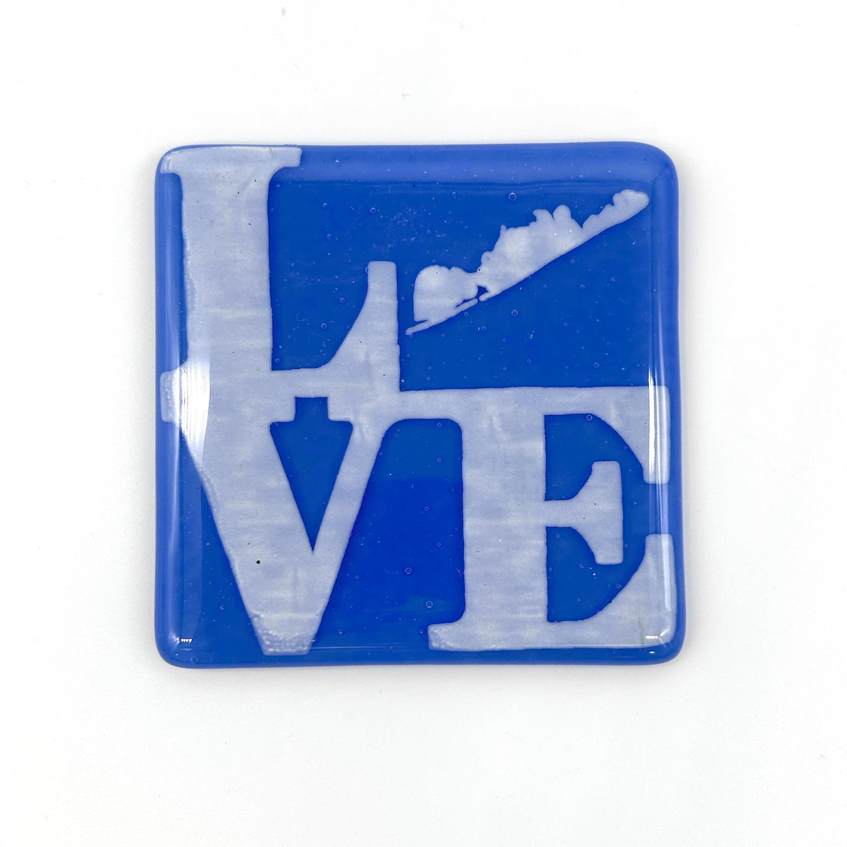 LOVE the Hamptons Fused Glass 4" Single Coaster - made to order