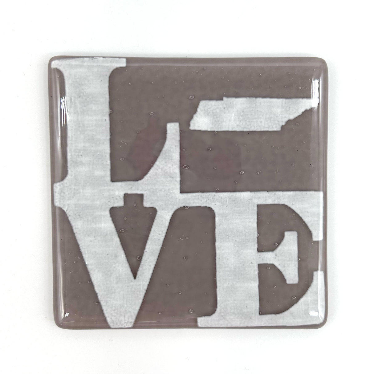 LOVE Tennessee State Fused Glass 4" Single Coaster - made to order