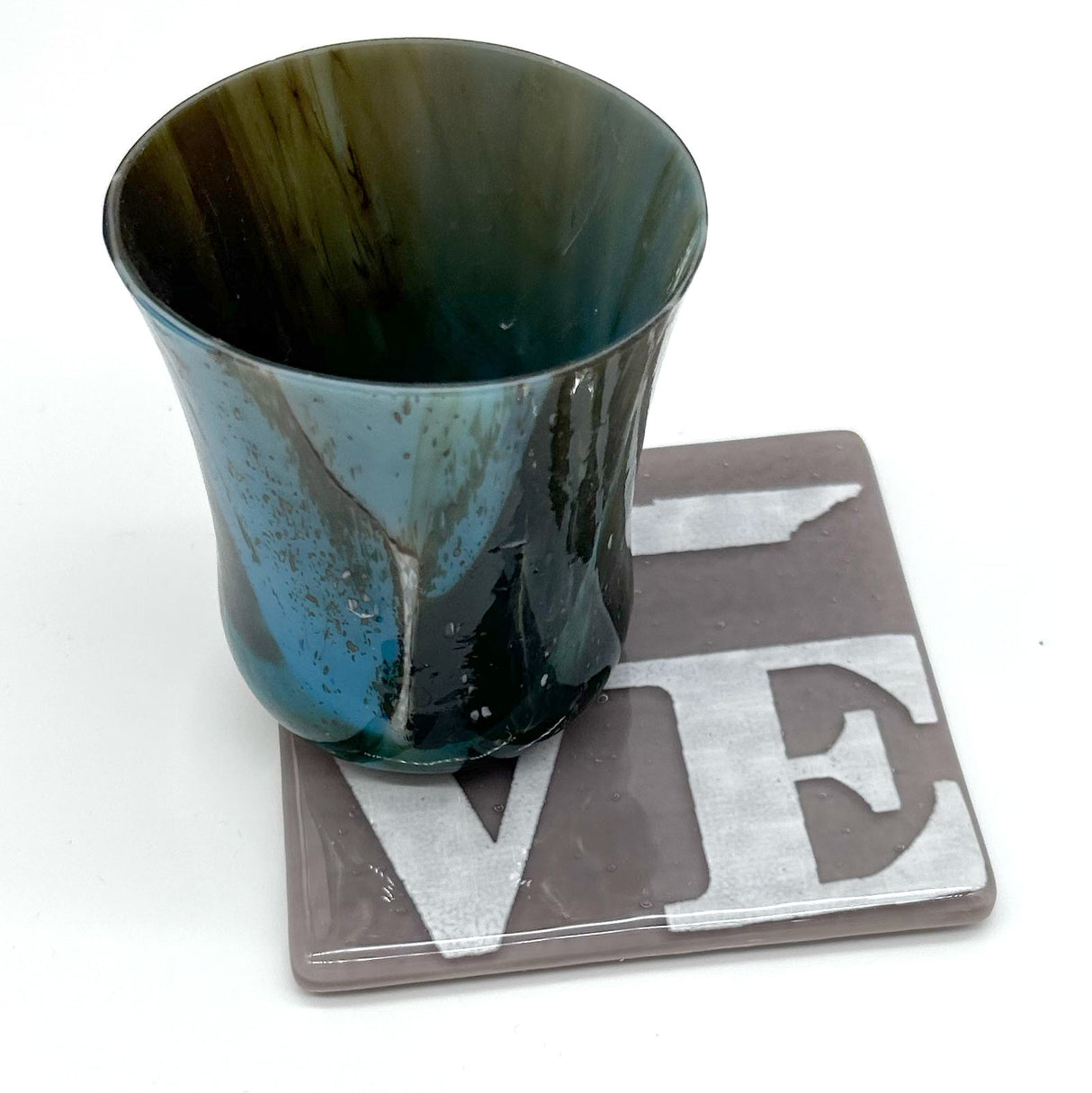 LOVE Tennessee State Fused Glass 4" Single Coaster - made to order