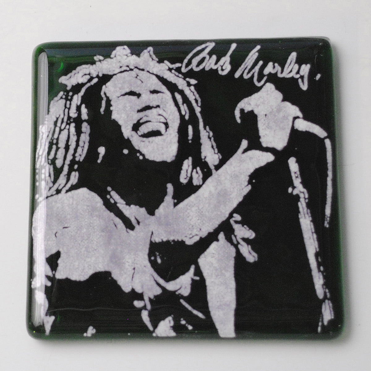 Bob Marley Fused Glass 4" Single Coaster