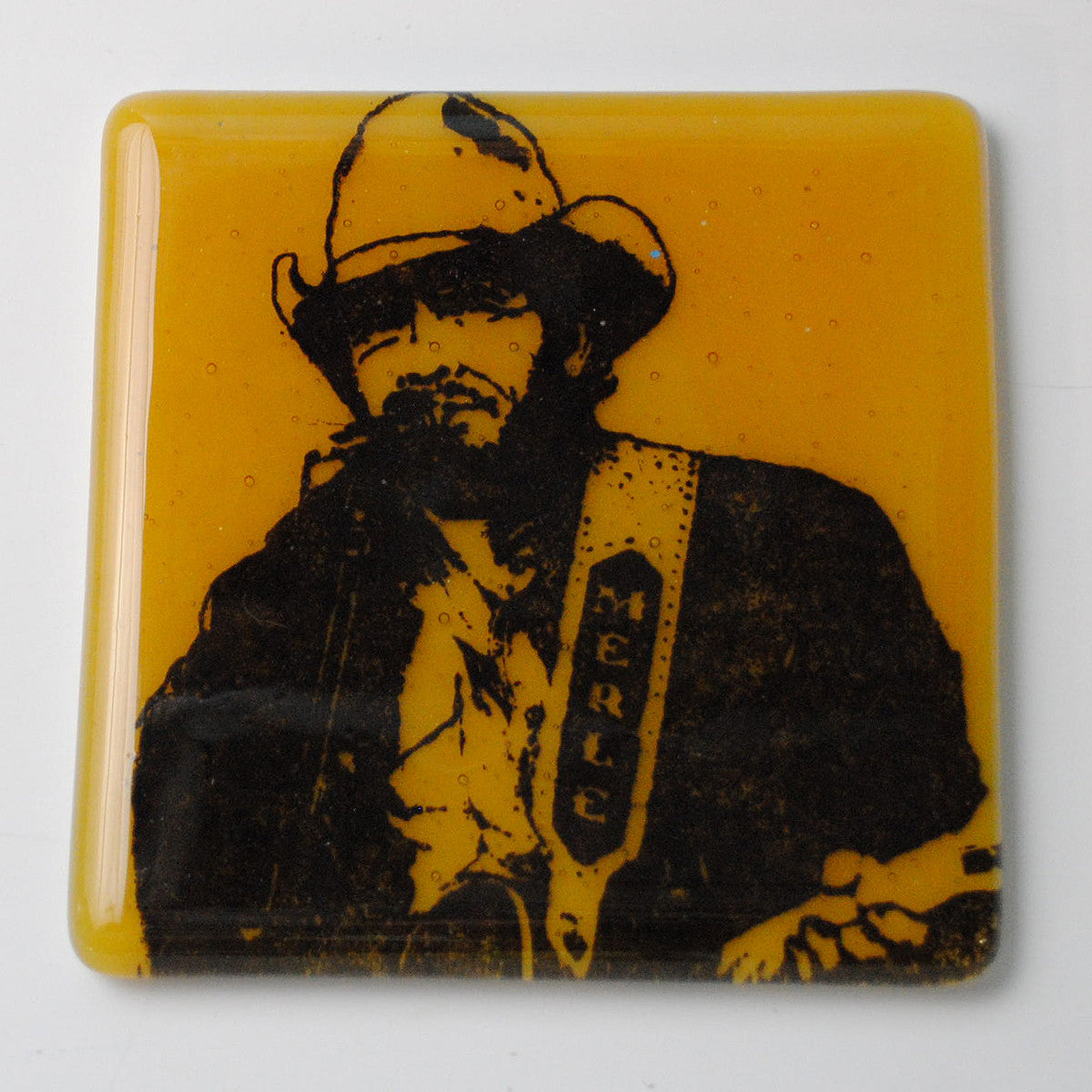 Merle Haggard Fused Glass 4" Single Coaster