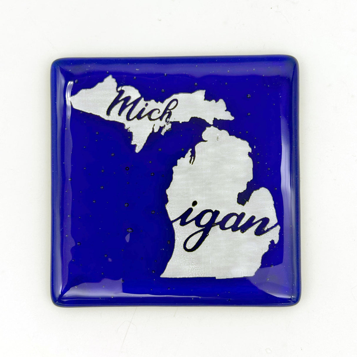 US States Fused Glass 4" Single Coaster - Rainbow Pride or Single Color Background - made to order
