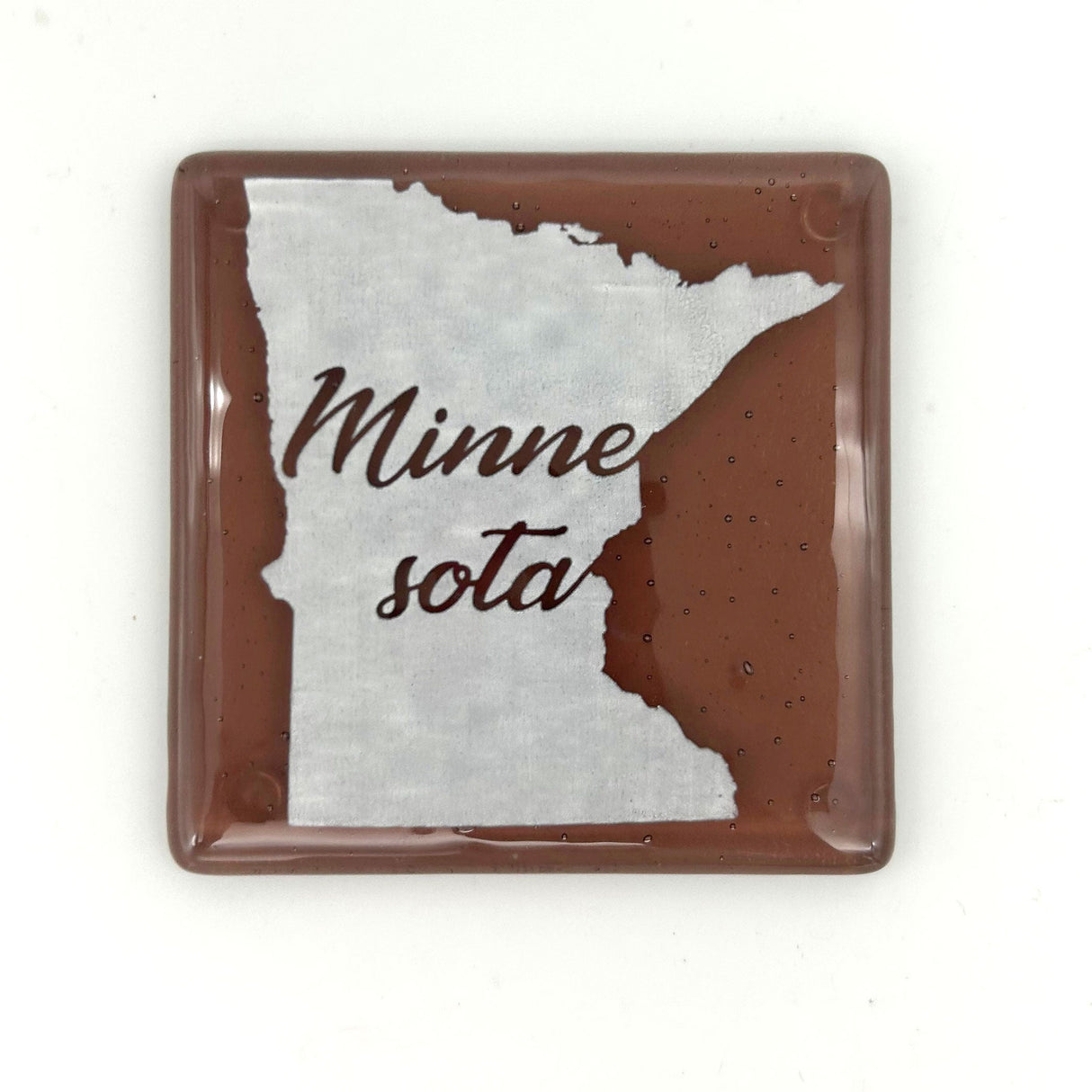 US States Fused Glass 4" Single Coaster - Rainbow Pride or Single Color Background - made to order