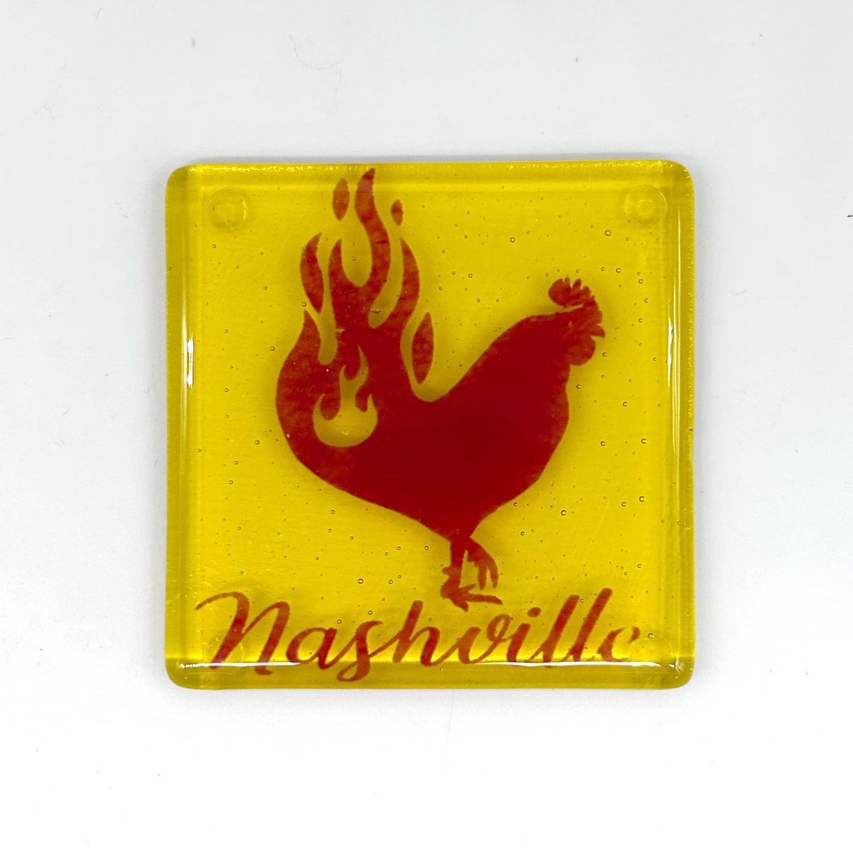 Nashville Hot Chicken Fused Glass 4" Single Coaster