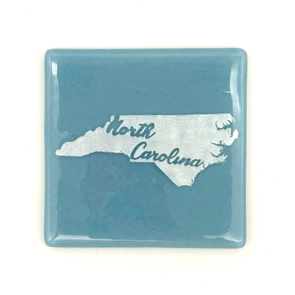 US States Fused Glass 4" Single Coaster - Rainbow Pride or Single Color Background - made to order