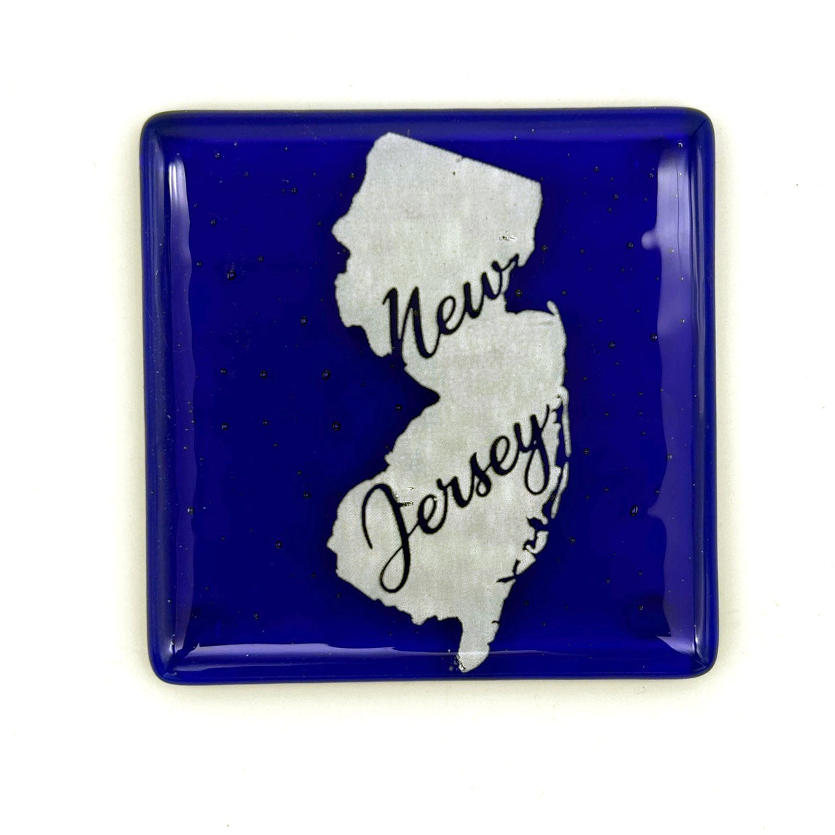 US States Fused Glass 4" Single Coaster - Rainbow Pride or Single Color Background - made to order