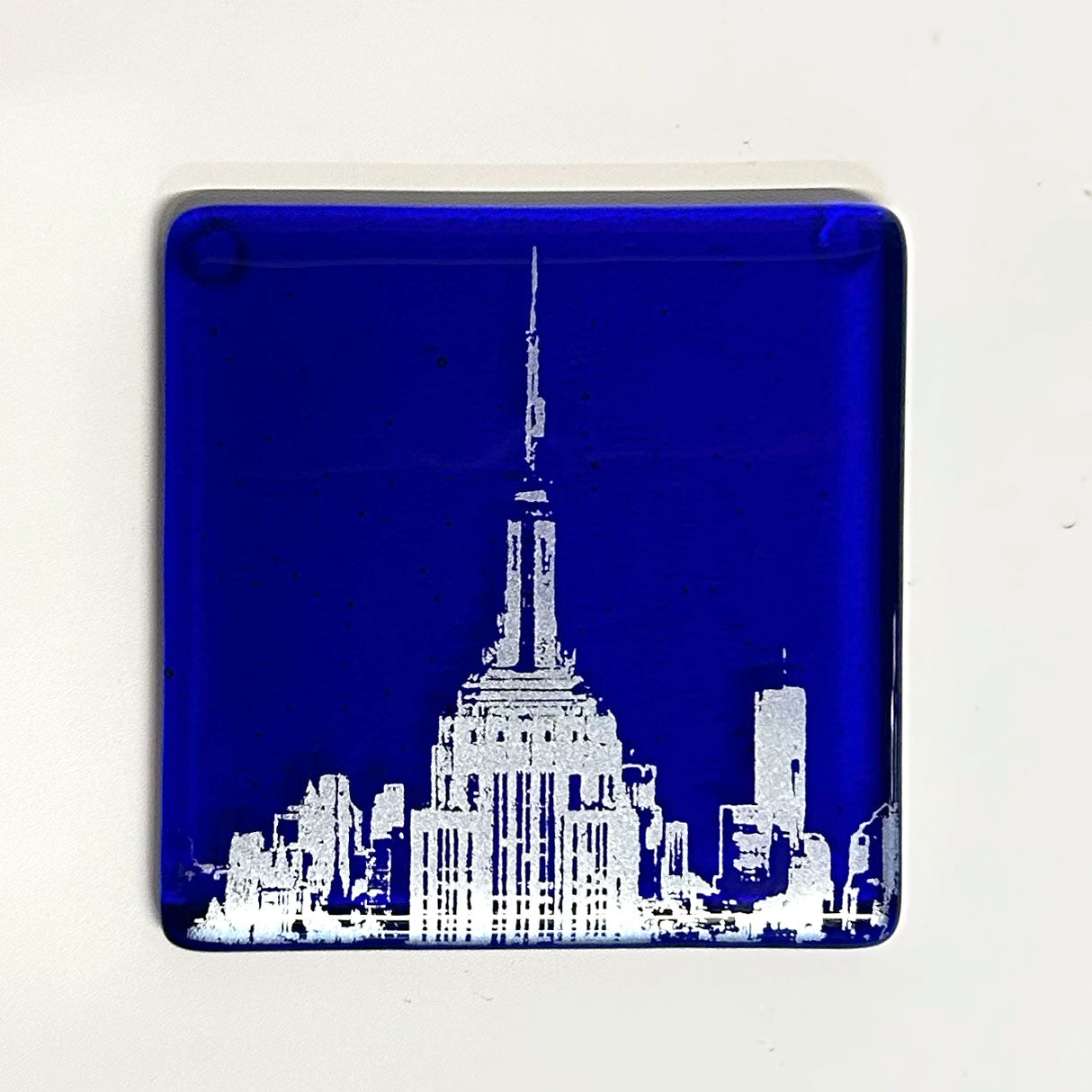 New York City Empire State Building Fused Glass 4" Single Coaster