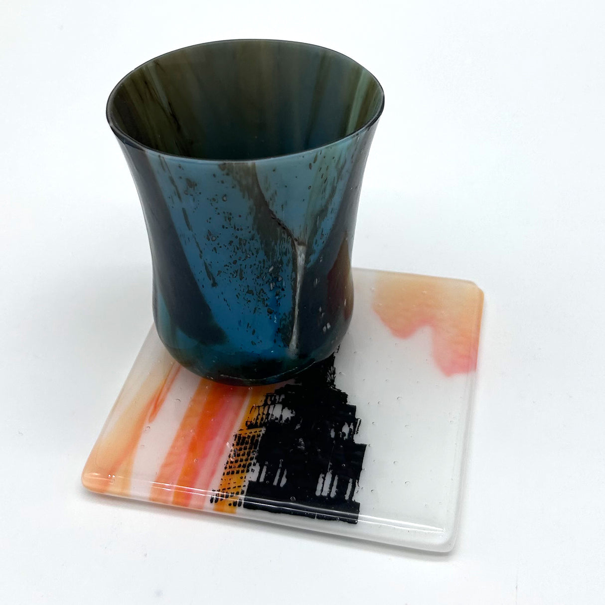 New York City Empire State Building Sunset Fused Glass 4" Single Coaster