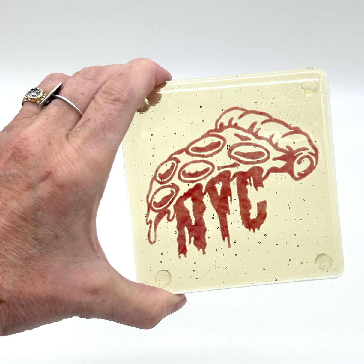 New York City Slice Fused Glass 4" Single Coaster