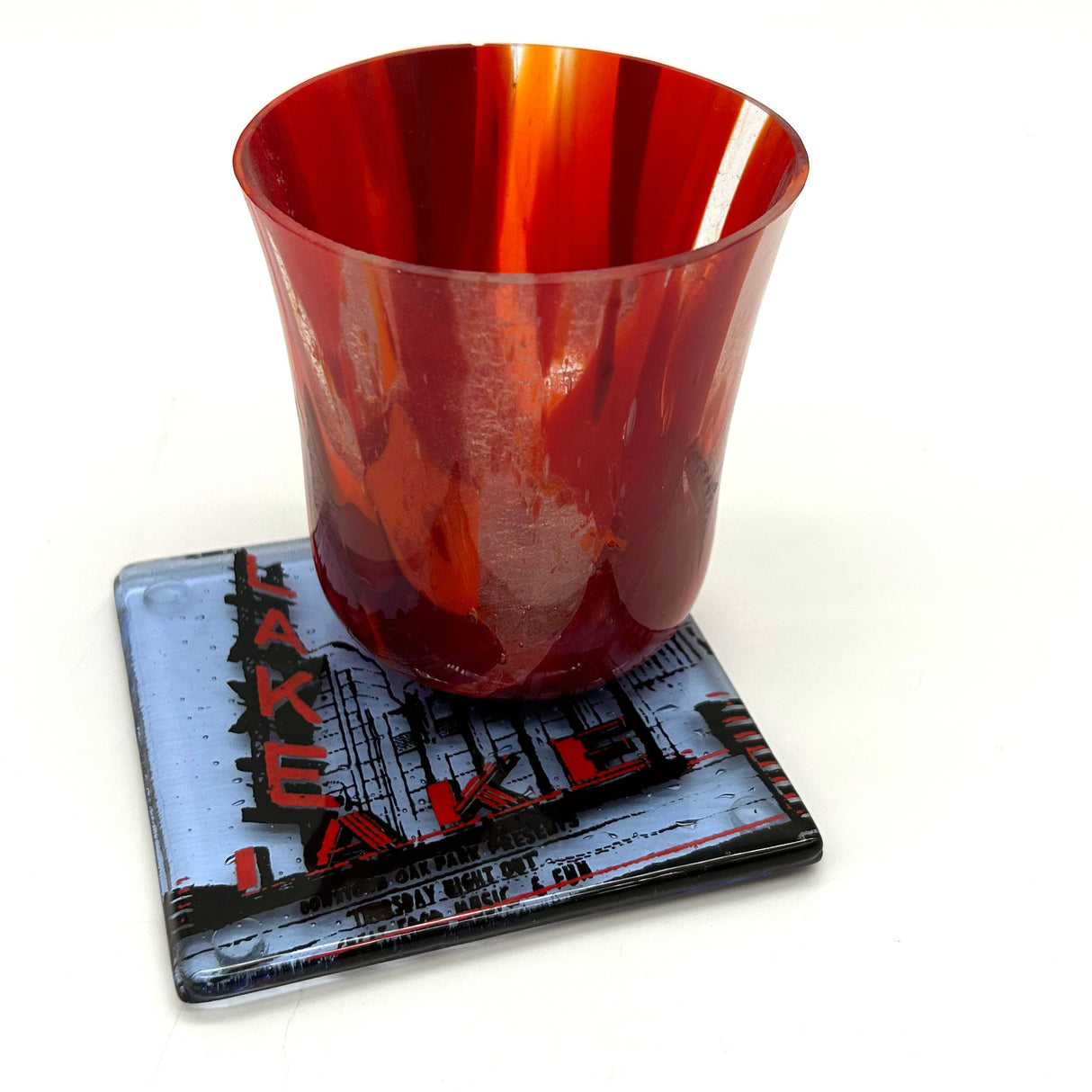 Oak Park Lake Theater Fused Glass 4" Single Coaster