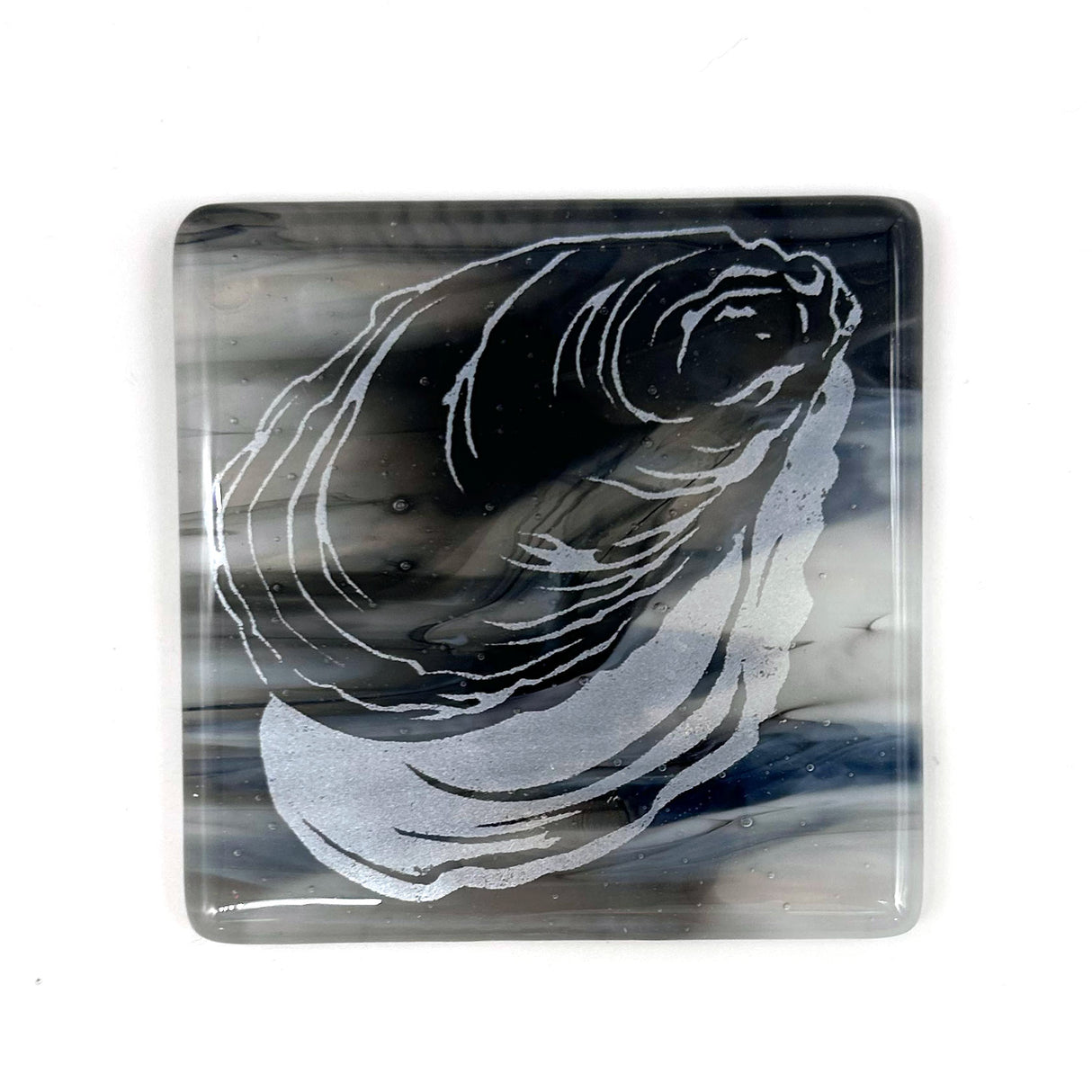 Oyster Fused Glass 4" Single Coaster