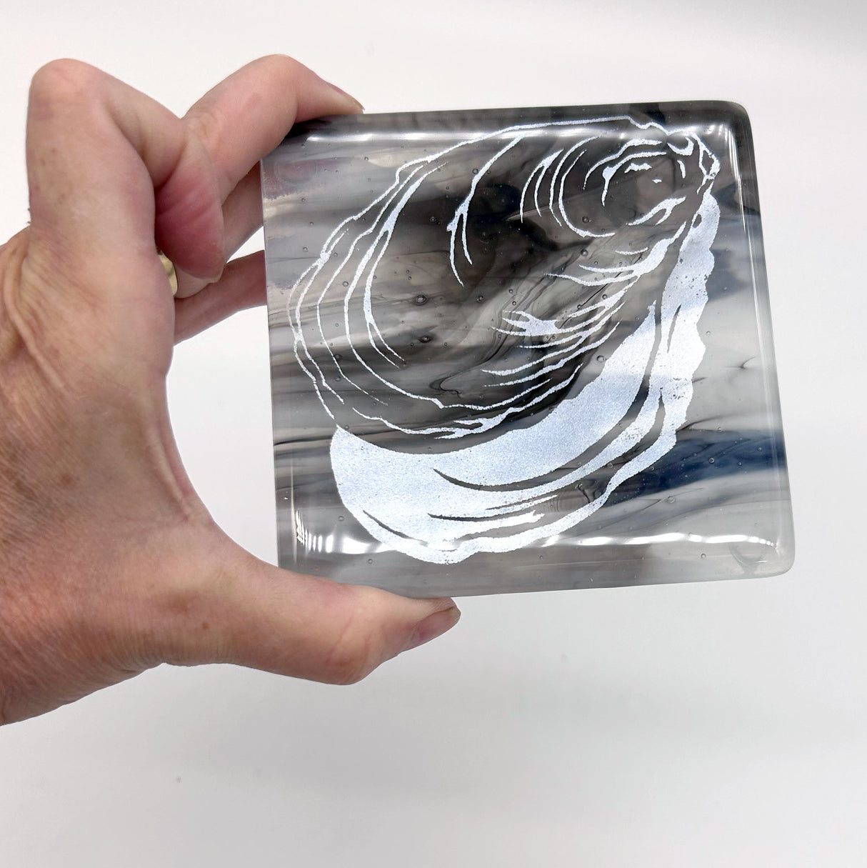 Oyster Fused Glass 4" Single Coaster