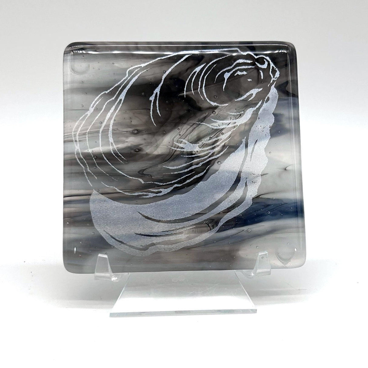 Oyster Fused Glass 4" Single Coaster