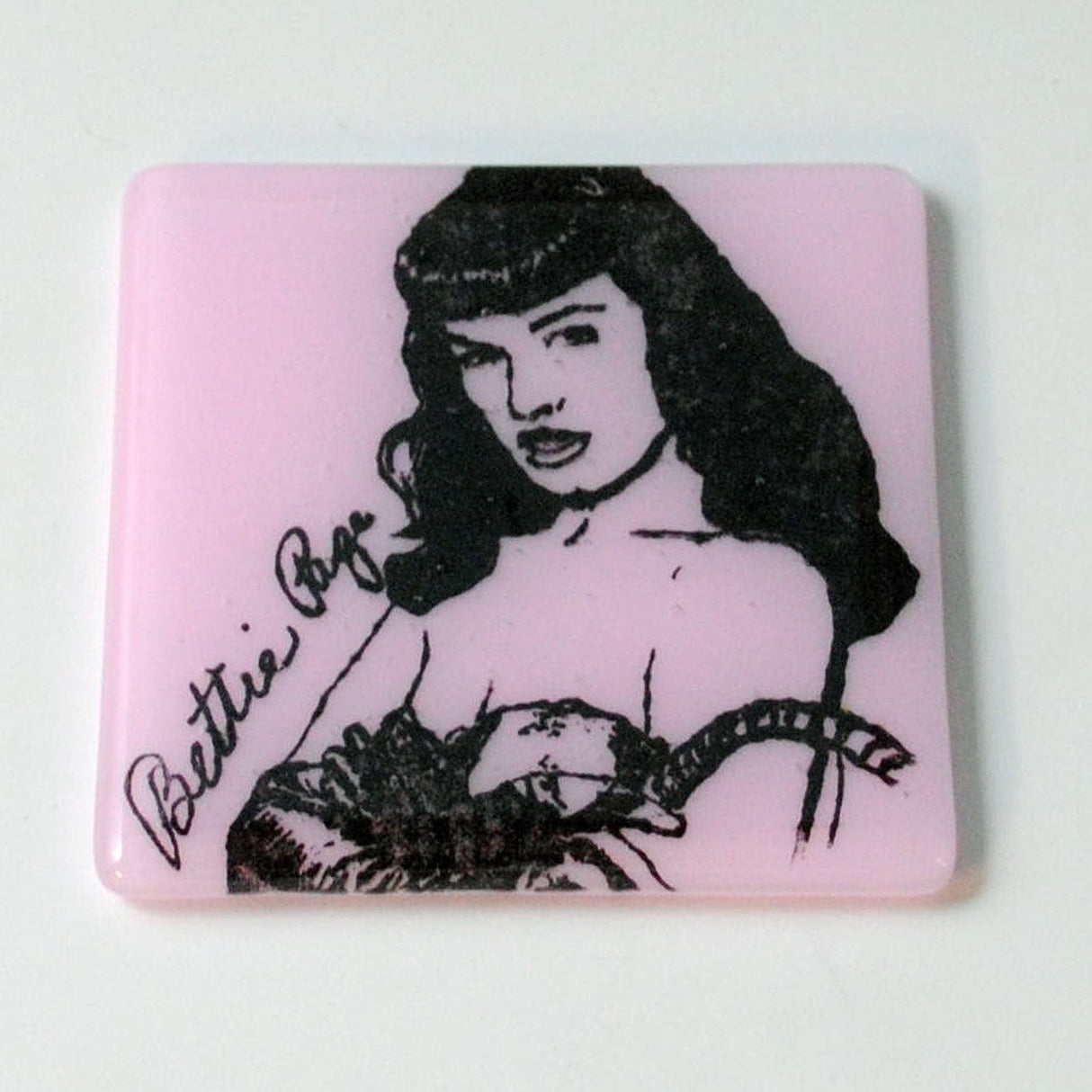 Bettie Page Fused Glass 4" Single Coaster - discontinued