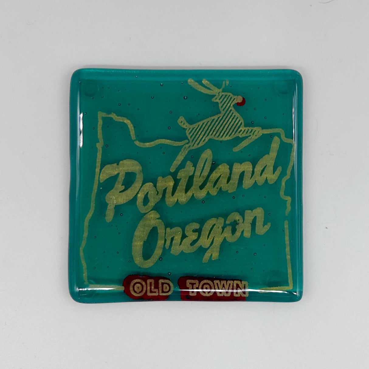 Portland Old Town Fused Glass 4" Single Coaster - made to order
