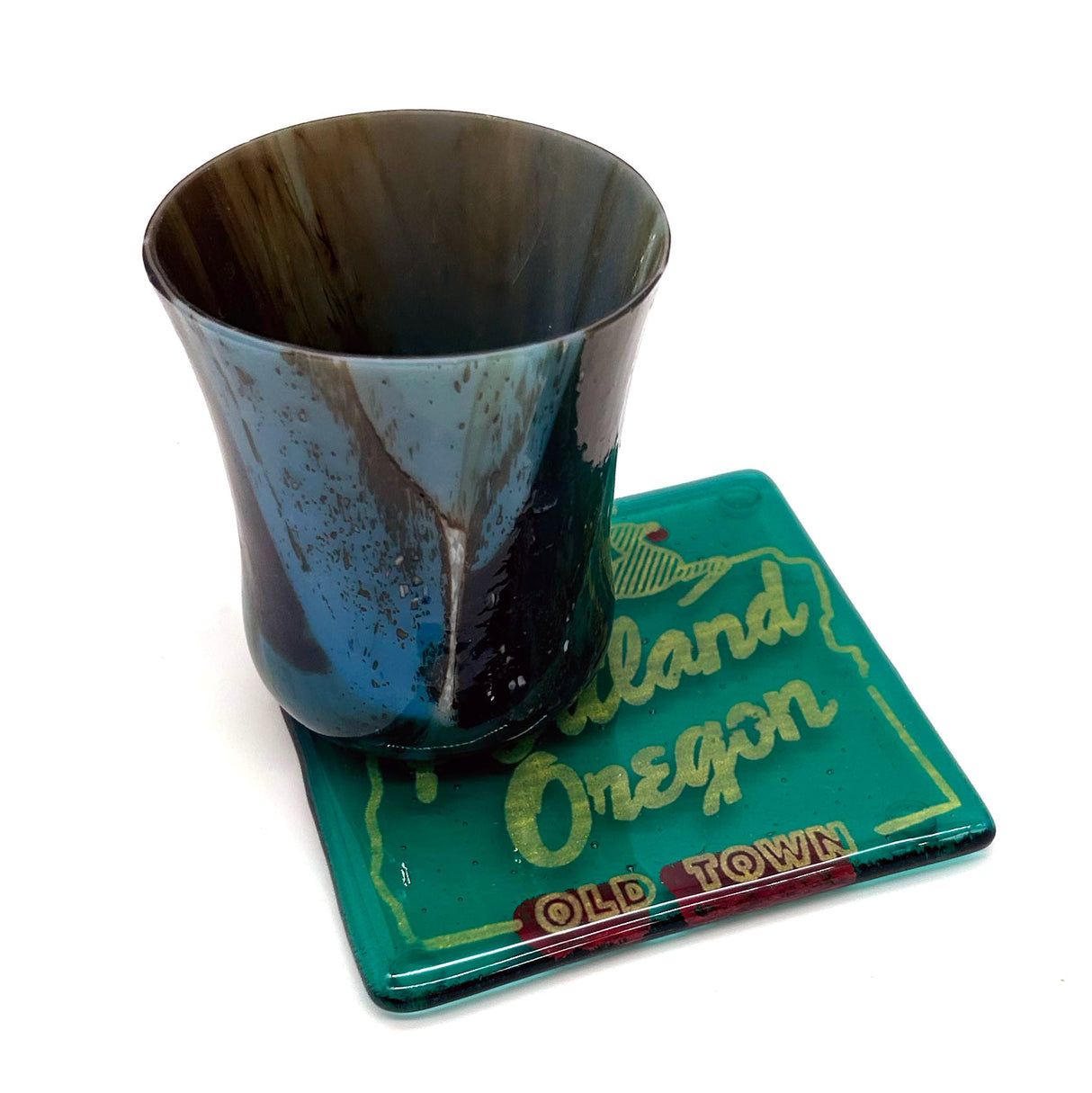 Portland Old Town Fused Glass 4" Single Coaster - made to order