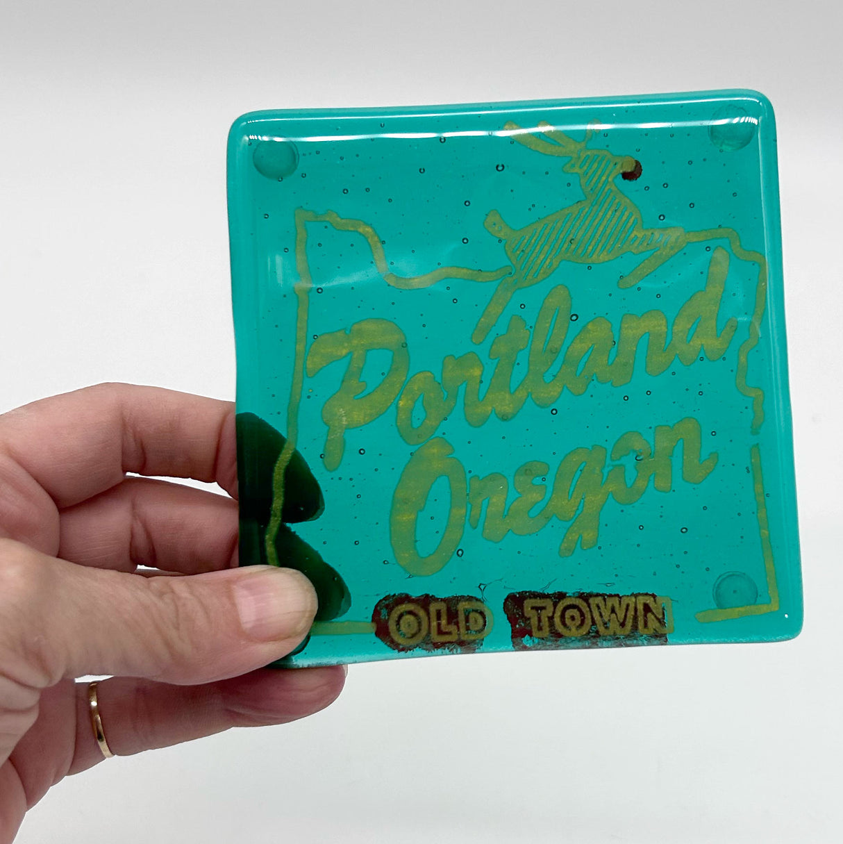 Portland Old Town Fused Glass 4" Single Coaster - made to order