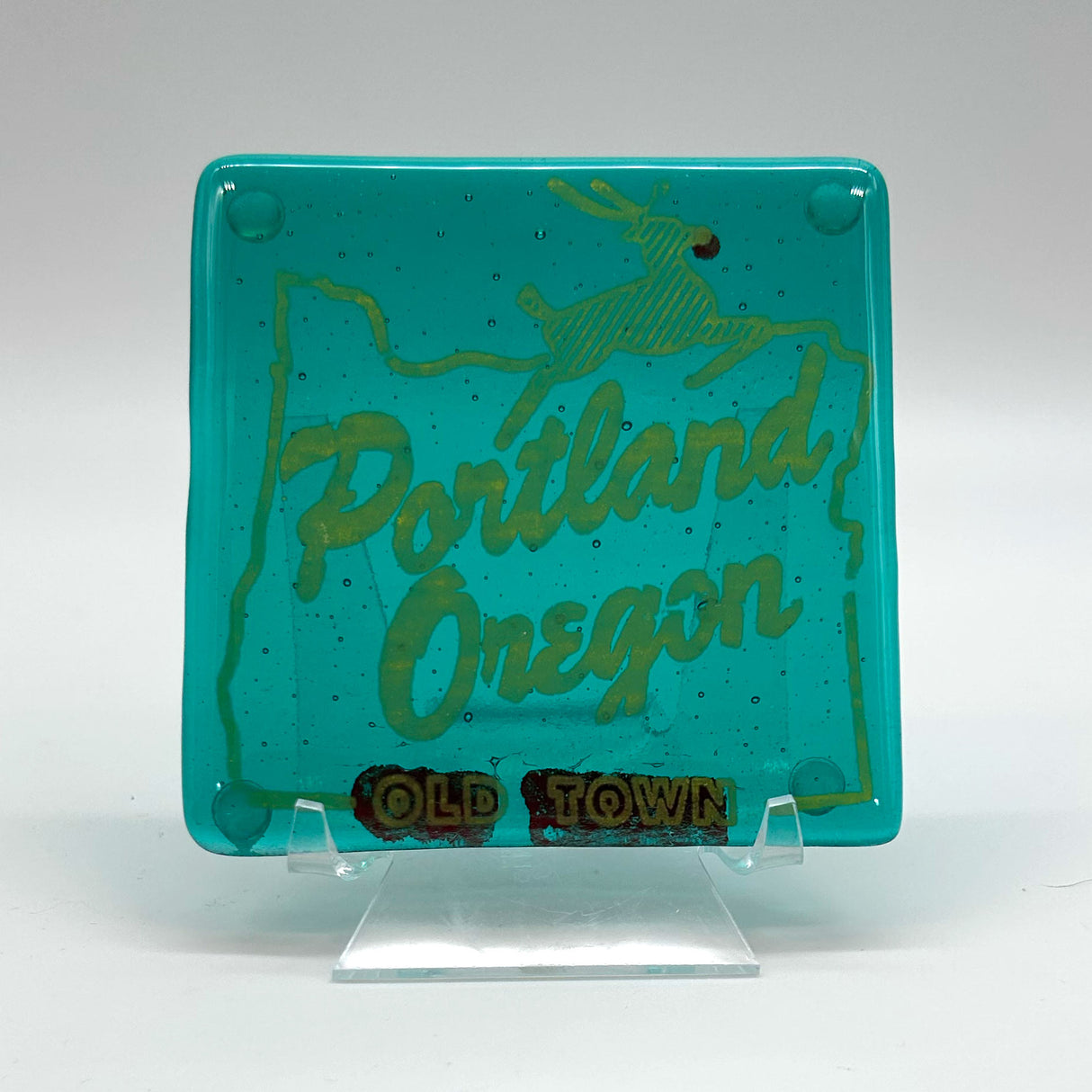 Portland Old Town Fused Glass 4" Single Coaster - made to order