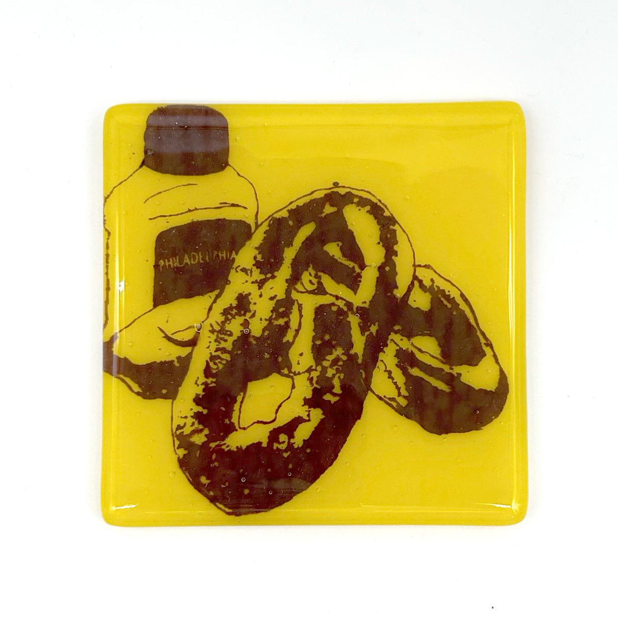 Philadelphia Pretzel Fused Glass 4" Single Coaster