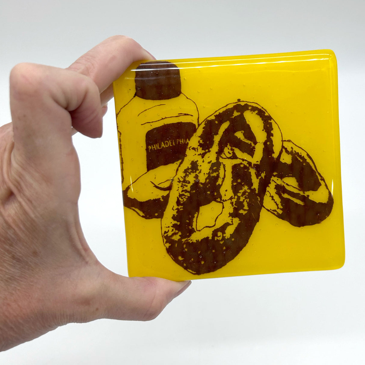 Philadelphia Pretzel Fused Glass 4" Single Coaster