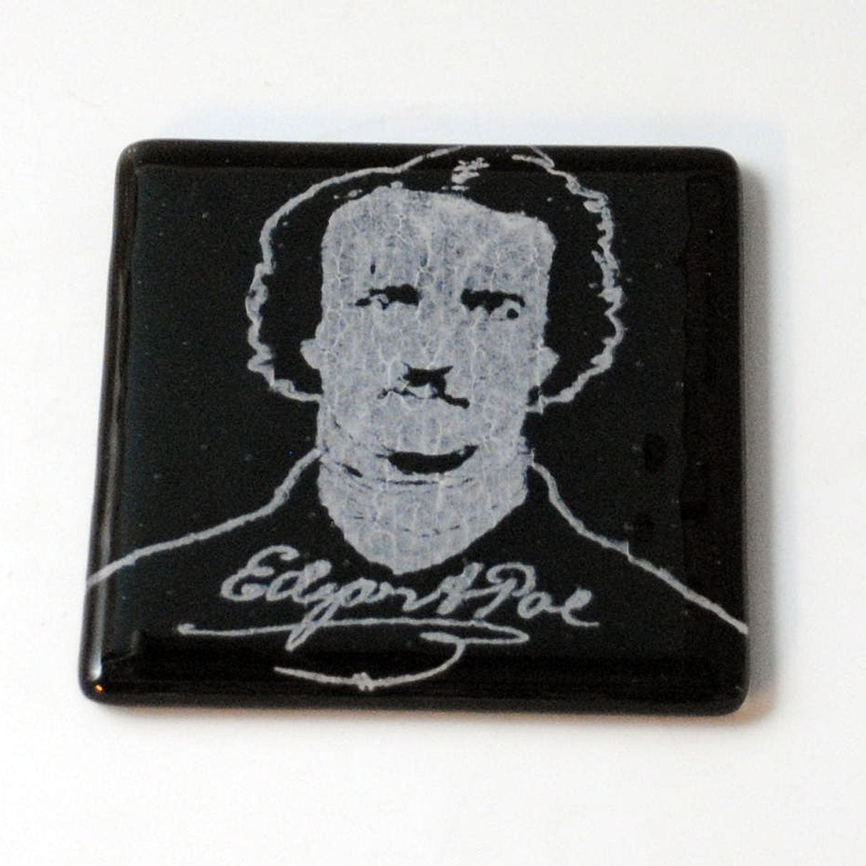 Edgar Allen Poe Fused Glass 4" Single Coaster