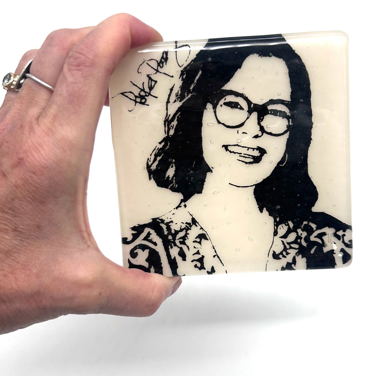 Parker Posey Handmade 4" Fused Glass Single Coaster