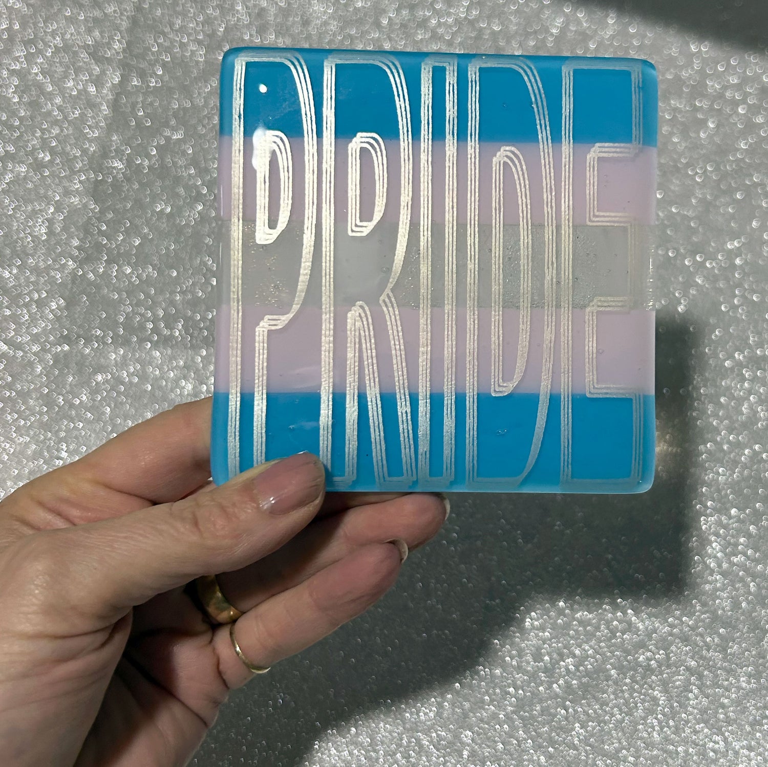 PRIDE Fused Glass Coaster - Rainbow or Transgender Pride Flag
