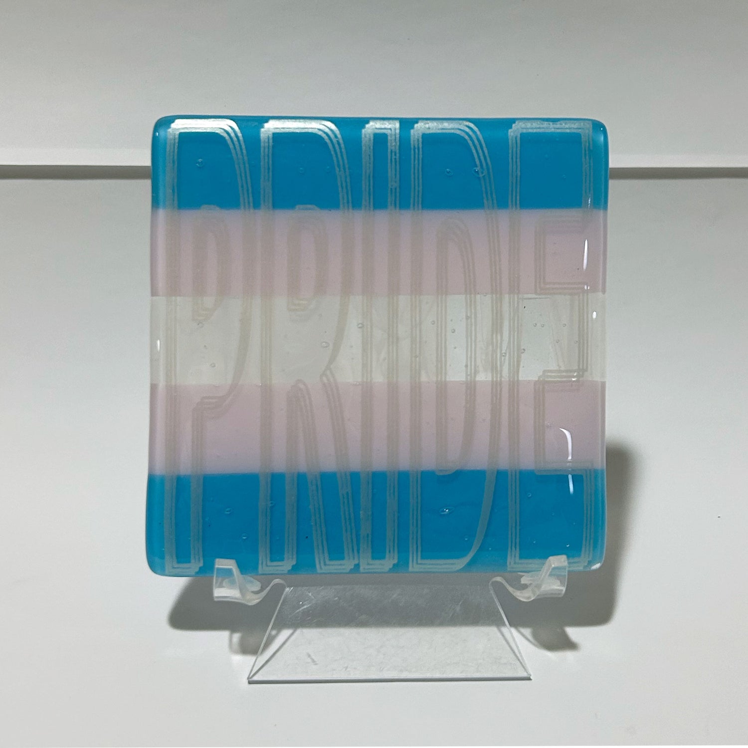 PRIDE Fused Glass Coaster - Rainbow or Transgender Pride Flag