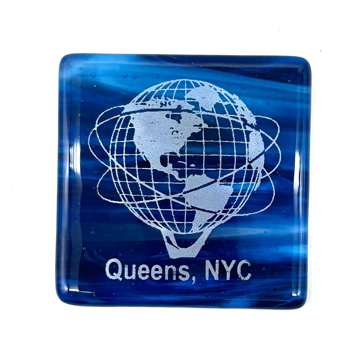 New York City Queens Unisphere Fused Glass 4" Single Coaster