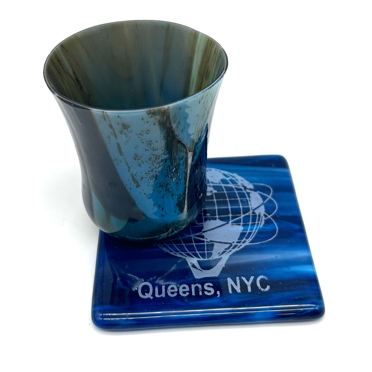New York City Queens Unisphere Fused Glass 4" Single Coaster