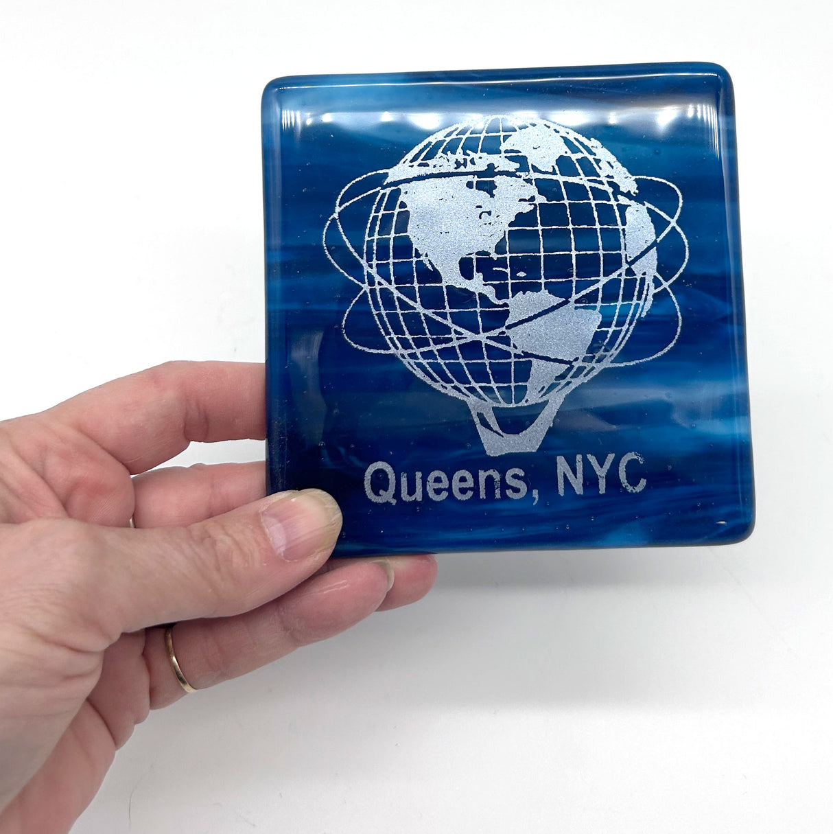 New York City Queens Unisphere Fused Glass 4" Single Coaster