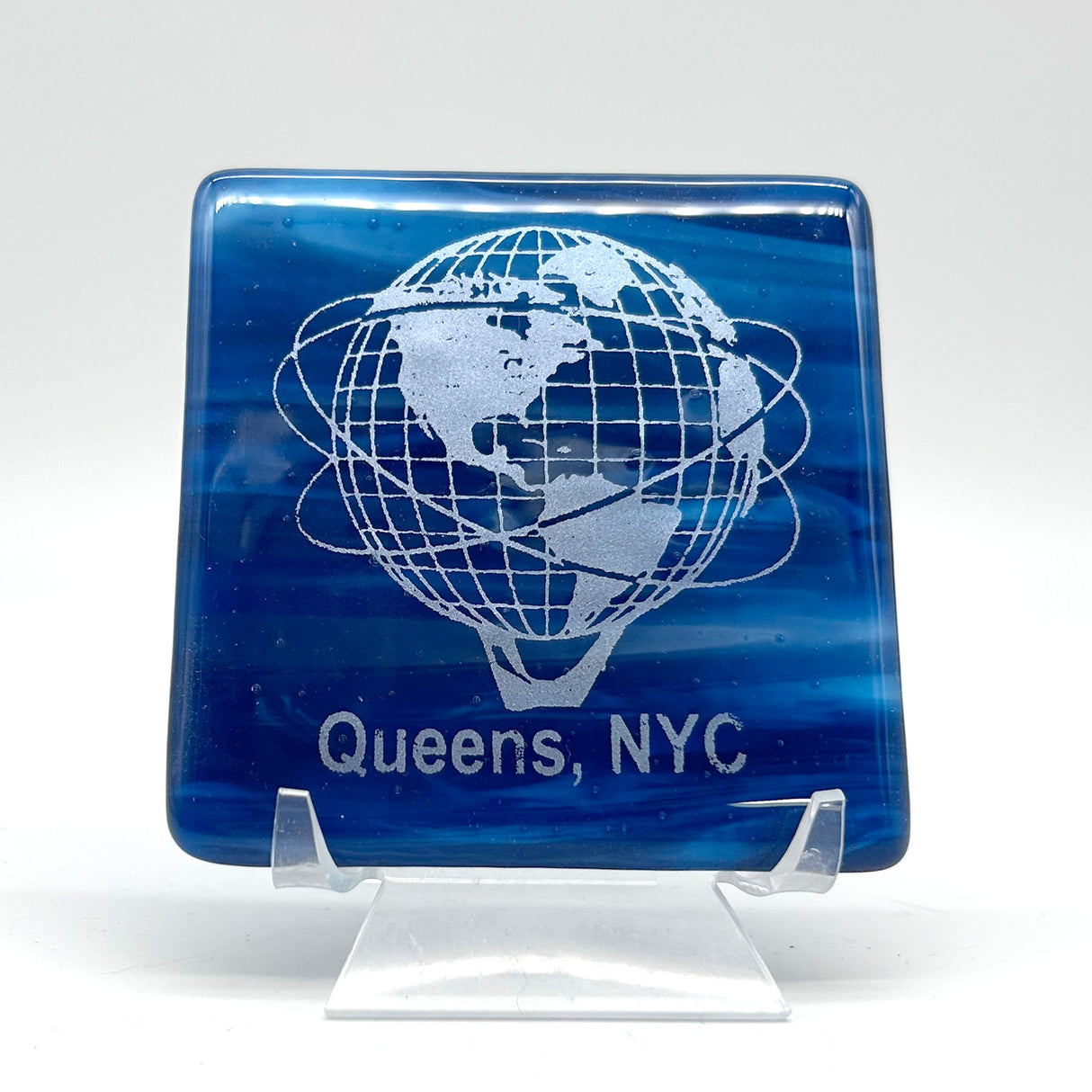 New York City Queens Unisphere Fused Glass 4" Single Coaster