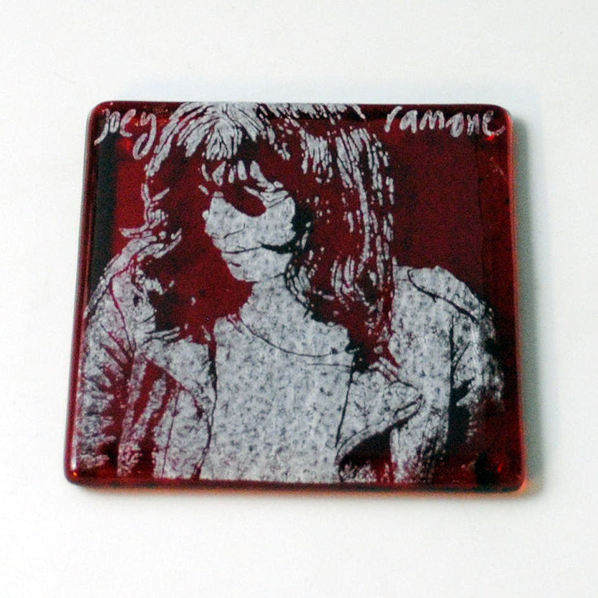 Joey Ramone Fused Glass 4" Single Coaster
