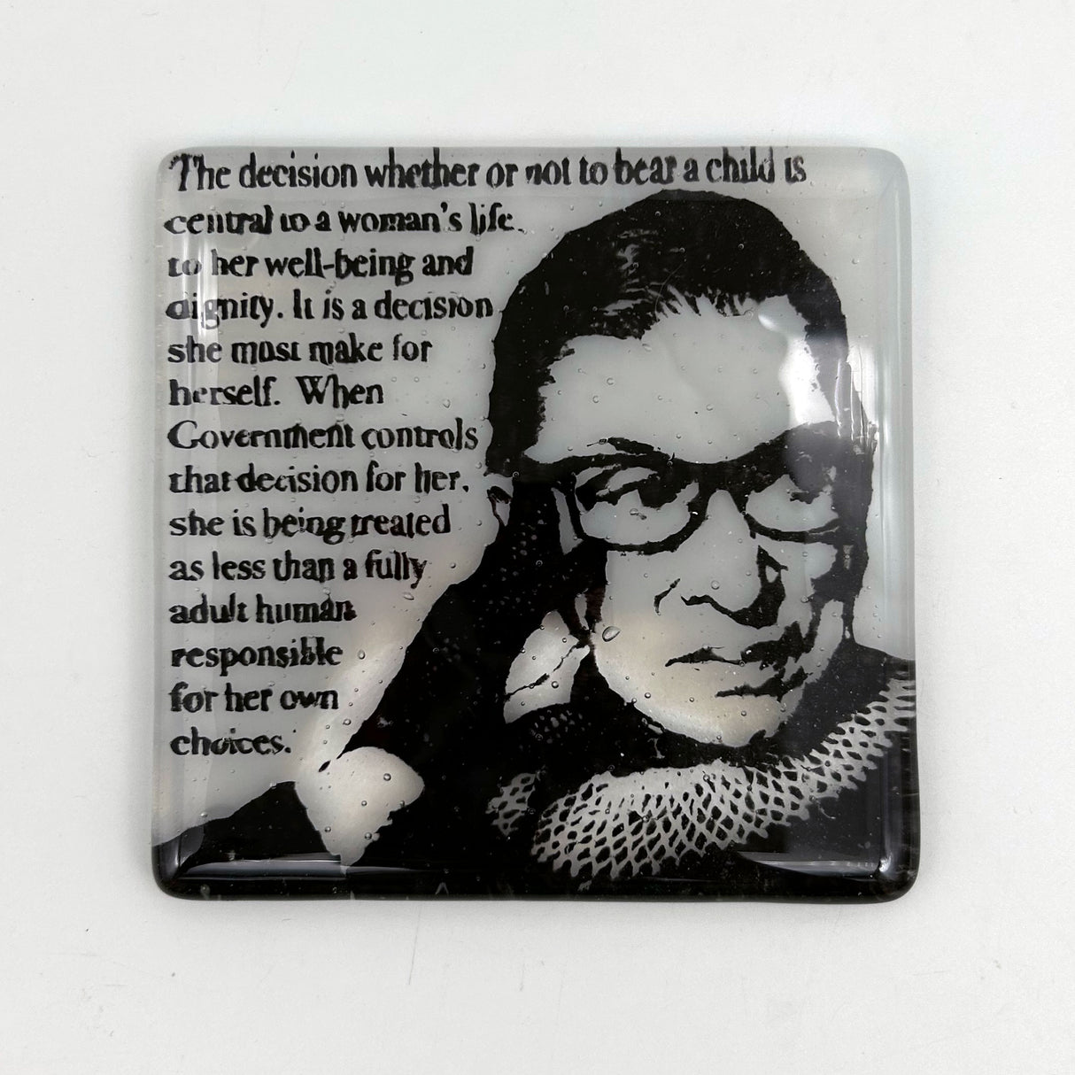 Ruth Bader Ginsburg Women Quote Fused Glass 4" Single Coaster