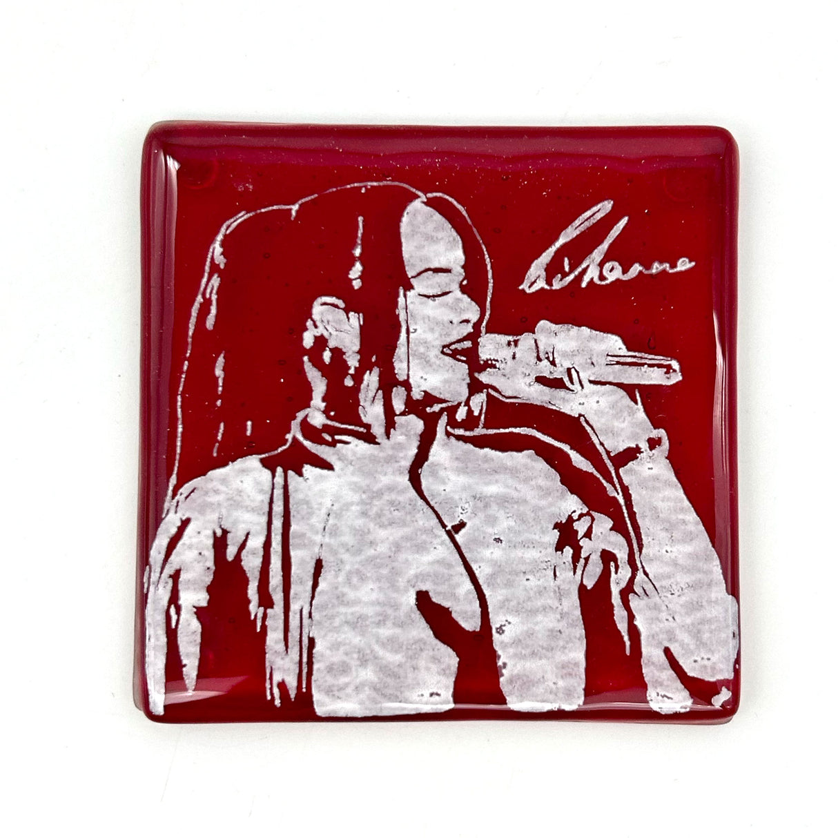 Rihanna Fused Glass 4" Single Coaster