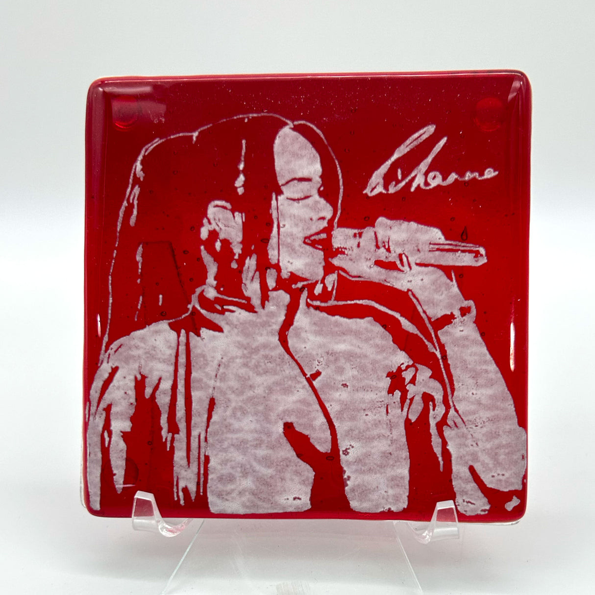 Rihanna Fused Glass 4" Single Coaster