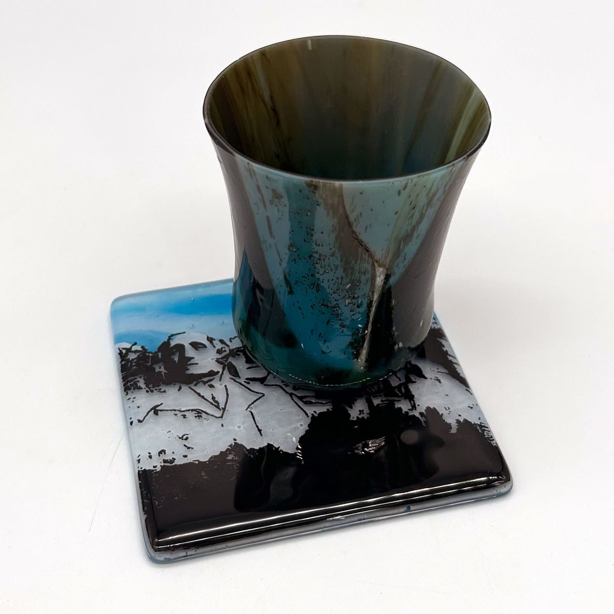 Mount Rushmore South Dakota Fused Glass 4" Single Coaster - made to order