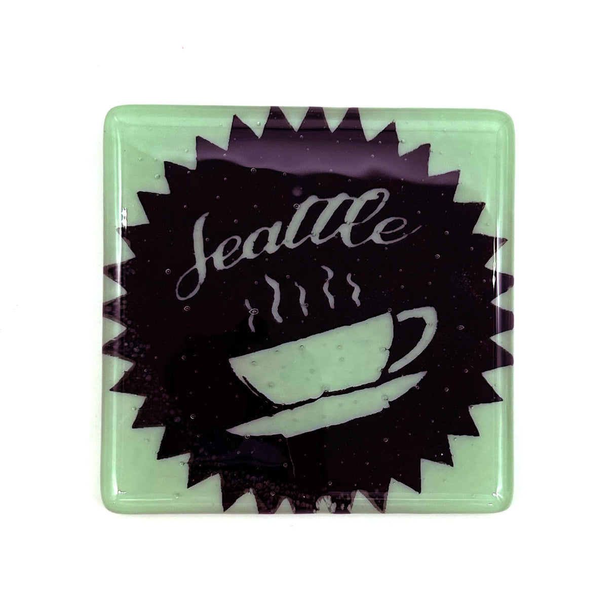 Seattle Coffee Fused Glass 4" Single Coaster - made to order