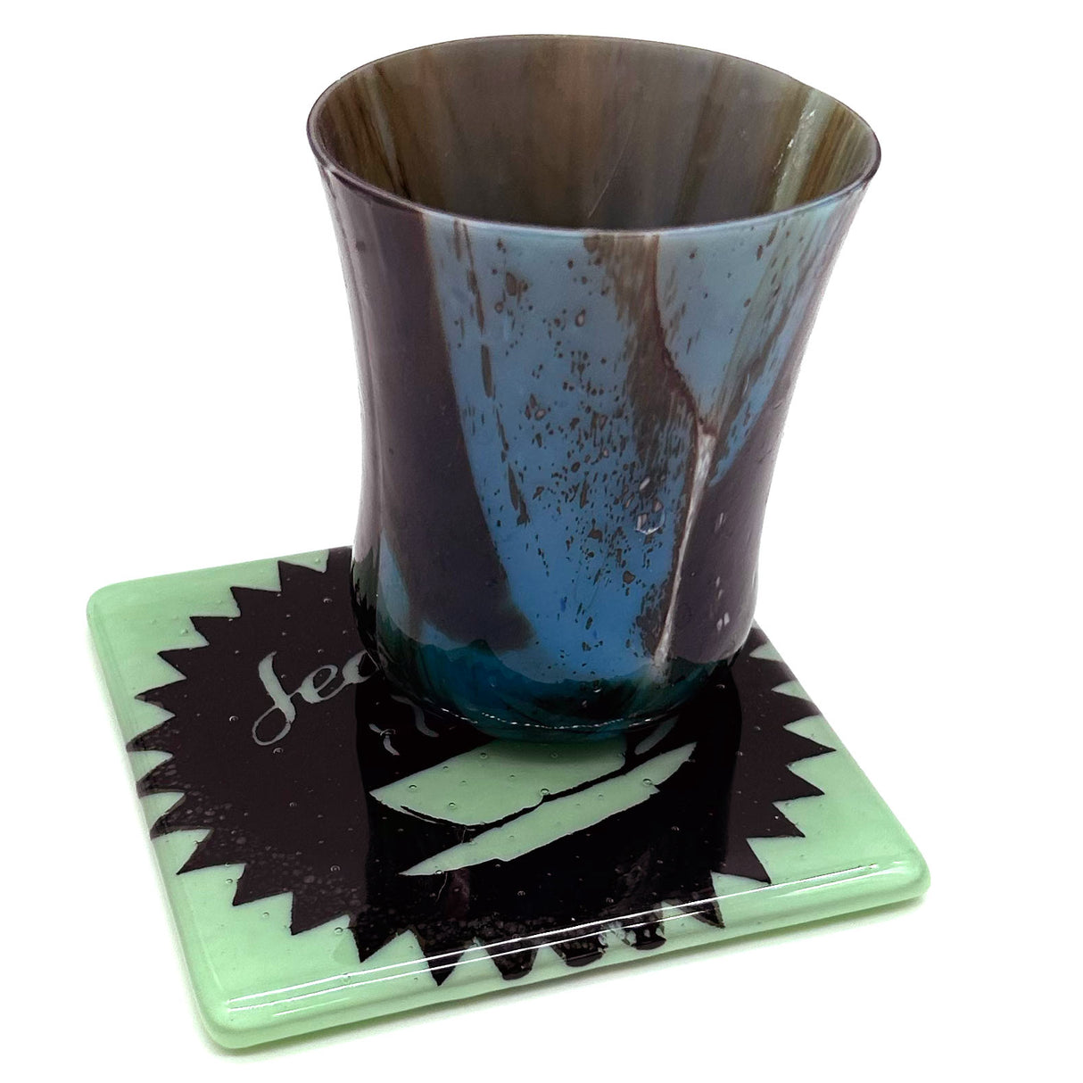 Seattle Coffee Fused Glass 4" Single Coaster - made to order