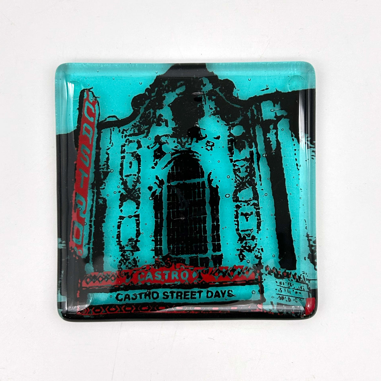San Francisco Castro Theater Fused Glass 4" Single Coaster