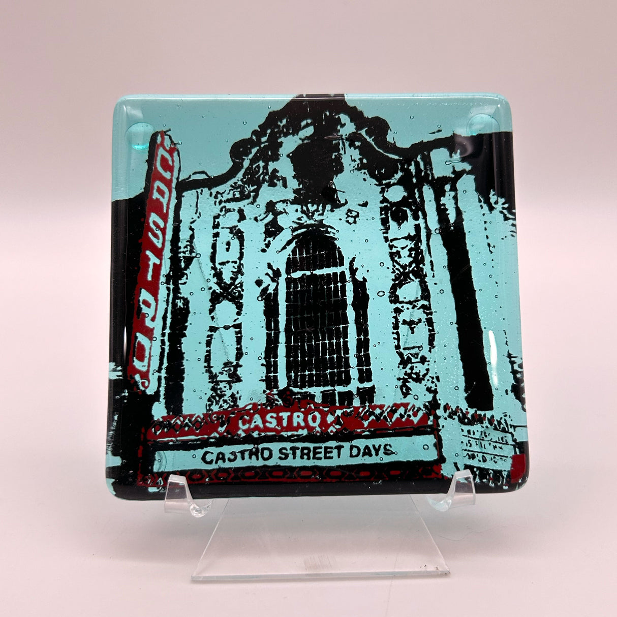 San Francisco Castro Theater Fused Glass 4" Single Coaster