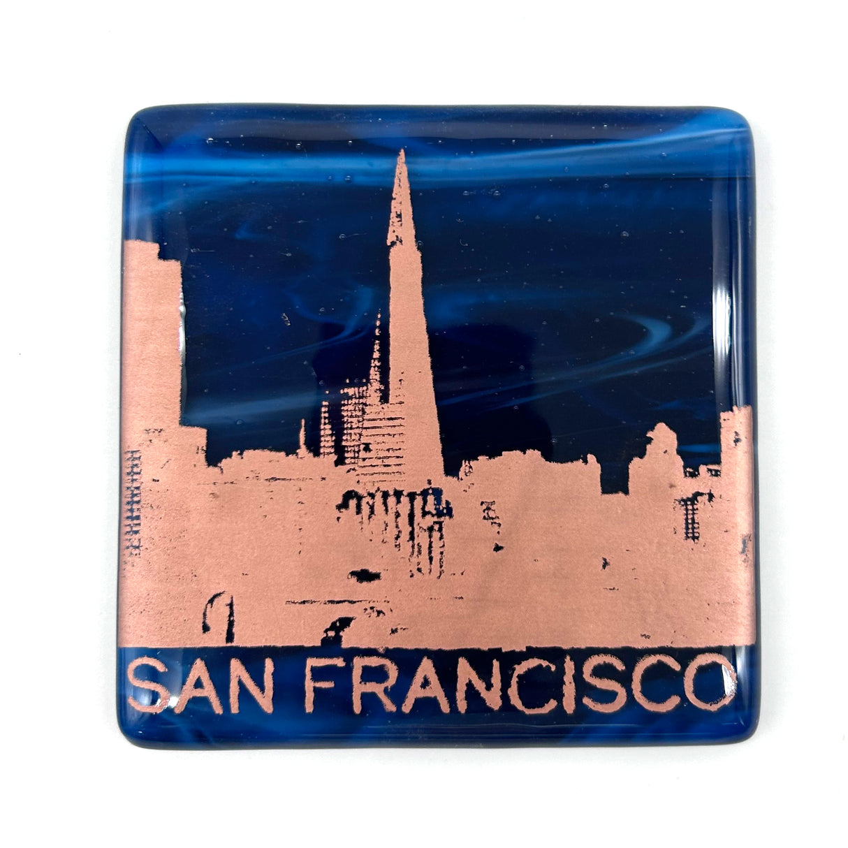 San Francisco Sunset Skyline 4" Fused Glass Coaster
